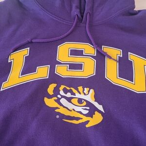 Purple LSU Hoodie with Yellow Logo, Mens Small, GUC